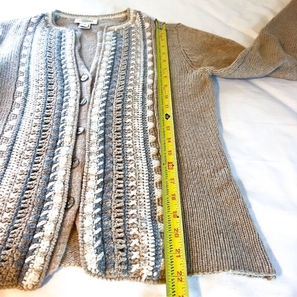 Vintage Talbots Boho Oatmeal Viscose Nylon Lambswool Angora Cashmere Cardigan S - Picture 9 of 11